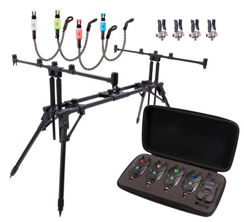 Ultimate Rod Pod Set - 4 hengels, Watersport en Boten, Hengelsport | Algemeen, Nieuw, Verzenden