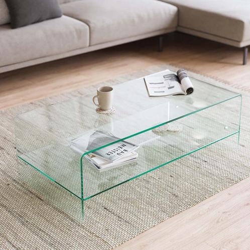 *WOONWINKEL* Kave Home Burano Salontafel Glas Rechthoekig, Huis en Inrichting, Tafels | Salontafels, Nieuw, Verzenden