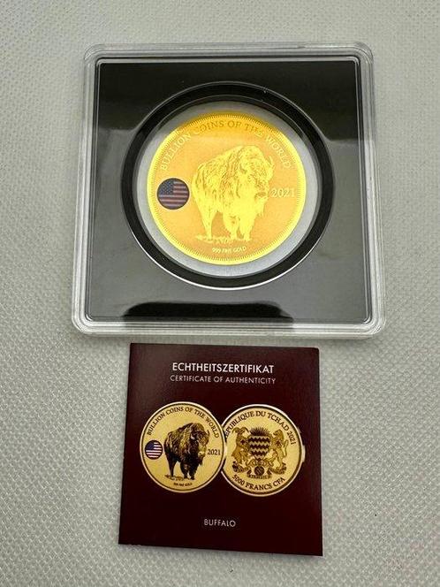 Tsjaad. 5000 Francs 2021 American Buffalo USA Flag PROOF, Postzegels en Munten, Munten | Europa | Niet-Euromunten