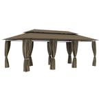 vidaXL Prieel met gordijnen 180 g/m² 600x298x270 cm taupe, Verzenden, Nieuw