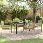 vidaXL 5-delig tuinstel met kussens in beige poly rattan, Tuin en Terras, Tuinsets en Loungesets, Verzenden, Nieuw, Rotan
