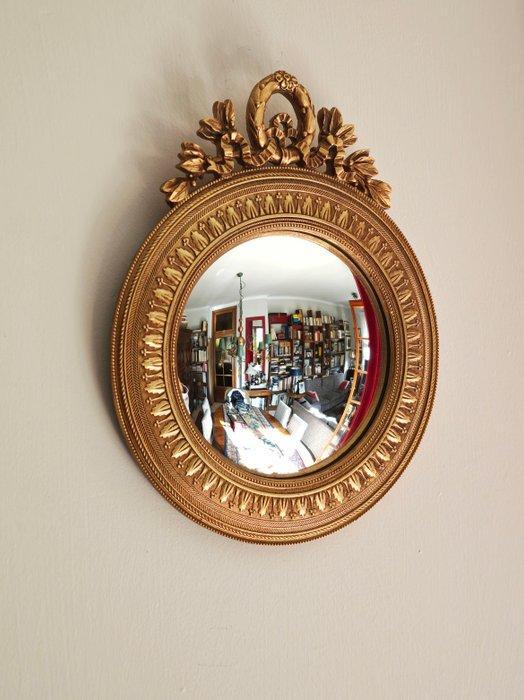 Wandspiegel- Heks Oog / Butler - Glas - Convex Spiegel Gold, Antiek en Kunst, Curiosa en Brocante