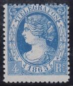 Spanje 1865 - Isabel II. 4 reales, blauw. - Edifil 10, Postzegels en Munten, Gestempeld