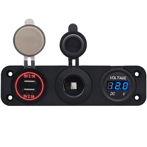 ProRide 12V USB Autolader 2 Poorten - 5V/2.1A - Voltmeter en, Doe-het-zelf en Verbouw, Elektra en Kabels, Nieuw, Verzenden