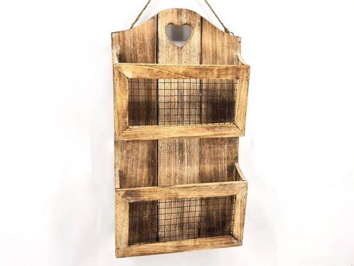 Kranten/postbak raster hangend 56x30 cm natural, Huis en Inrichting, Woonaccessoires | Wanddecoraties, Nieuw, Ophalen of Verzenden