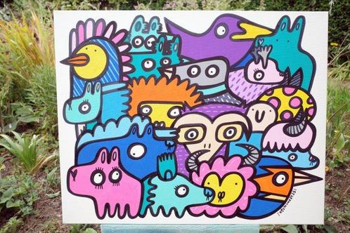 Kev Munday (1986) - Chirps & Howls, Antiek en Kunst, Kunst | Schilderijen | Modern