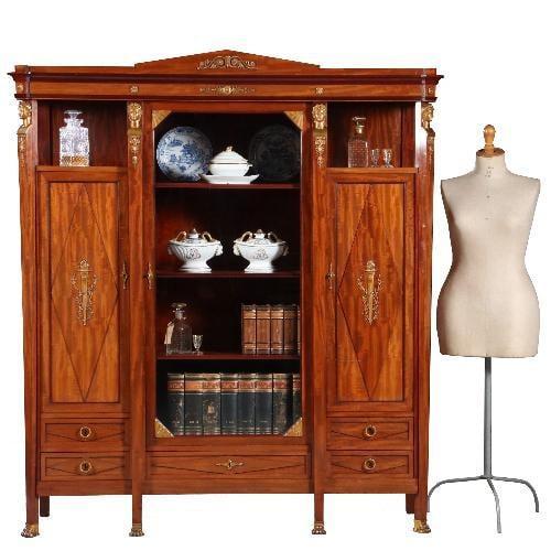 Mahonie 3-deurs Bibliotheekkast  Salonkast  brandmerk Janse, Antiek en Kunst, Antiek | Meubels | Kasten, Ophalen of Verzenden