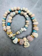 Halsketting met Egyptische faience kralen en goud verguld, Sieraden, Tassen en Uiterlijk, Antieke sieraden