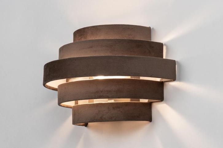 Rietveld Wandlampen - Bruin, Grijs - Stof, Metaal, Huis en Inrichting, Lampen | Wandlampen, Verzenden