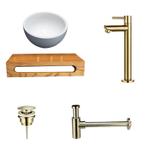 Sani Royal Solid Surface Waskom Rond met Massief, Tuin en Terras, Nieuw