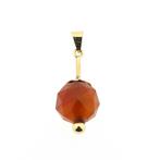 Gouden kogel hanger met carneool | Vintage (vintage hanger), Ophalen of Verzenden, Gebruikt, Goud, Overige merken