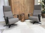 leren relaxfauteuils met stalen frame - bruin leer - Echt l, Huis en Inrichting, Fauteuils, Nieuw, Ophalen of Verzenden, 50 tot 75 cm