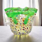 Filippo Maso - Vaas - Groene zakdoek met zilveren blad en