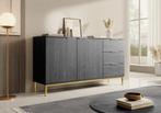 Meubella | Dressoir zwart 150x41x80 cm hotel chique, Nieuw, 25 tot 50 cm, 100 tot 150 cm, Modern