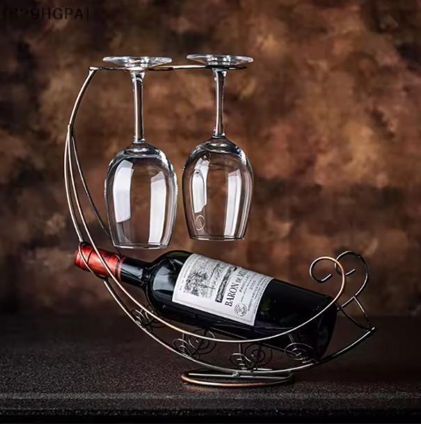 Vintage Metalen Wijnrek – Wijnfles- en Glashouder Decoratief, Huis en Inrichting, Woonaccessoires | Wijnrekken, Nieuw, Verzenden