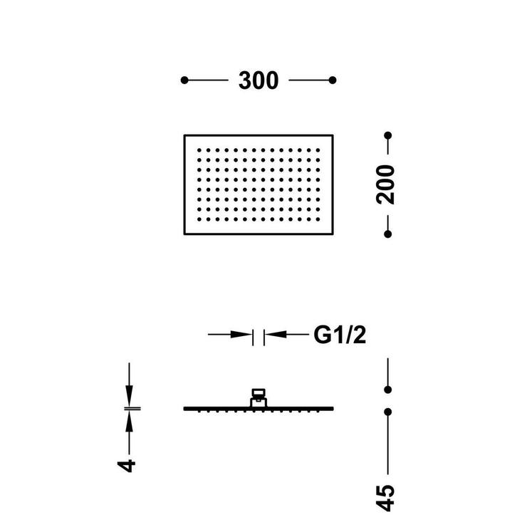Hoofddouche Tres Plafonduitloop 30x20 cm Staal, Doe-het-zelf en Verbouw, Sanitair, Ophalen of Verzenden