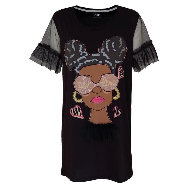 Verysimple • lang zwart shirt met dame • 34 (IT40), Kleding | Dames, Tops, Zwart, Nieuw, Maat 34 (XS) of kleiner, Verzenden