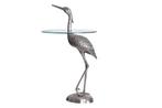 Ronde bijzettafel WILDLIFE HERON 90cm zilveren metalen, Nieuw, Ophalen of Verzenden