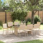 vidaXL Tuin Eetset 9 pcs Beige 190 x 80 x 75 cm poly rattan, Verzenden, Nieuw, Rotan