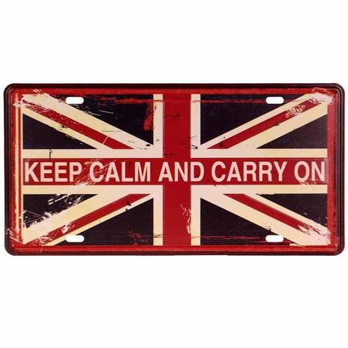 Amerikaans nummerbord - Keep calm and carry on NIEUW, Huis en Inrichting, Woonaccessoires | Tekstborden en Spreuken, Nieuw, Ophalen of Verzenden
