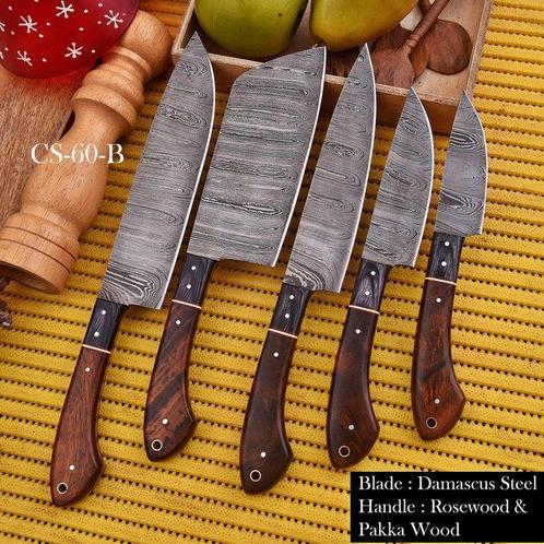Keukenmes - Chefs knife - Pakka hout en gevouwen staal -, Antiek en Kunst, Antiek | Keukenbenodigdheden