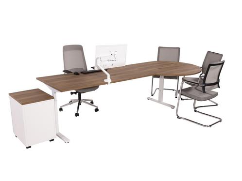 Bureau  vergaderstuk TUBE wit-cognac walnoten 200x80-120, Zakelijke goederen, Kantoor en Winkelinrichting | Kantoormeubilair en Inrichting