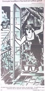 Spotprent Gemengde huwelijken in Nazi-land met tuchthuis..., Antiek en Kunst, Verzenden