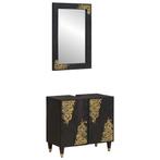 vidaXL Badkamerkastenset Wandgemonteerd 2 pcs Zwart Massief, Verzenden, Nieuw, Overige typen