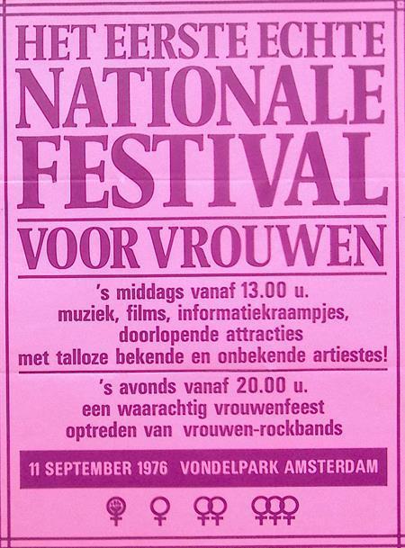 het eerste echter nationale vrouwenfestival 1976 (roze -p..., Verzamelen, Posters, Nieuw, Overige onderwerpen, Met lijst, Verzenden
