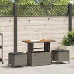 vidaXL Tuin Eetset 3 pcs Grijs Poly riet, Tuin en Terras, Verzenden, Nieuw, Rotan