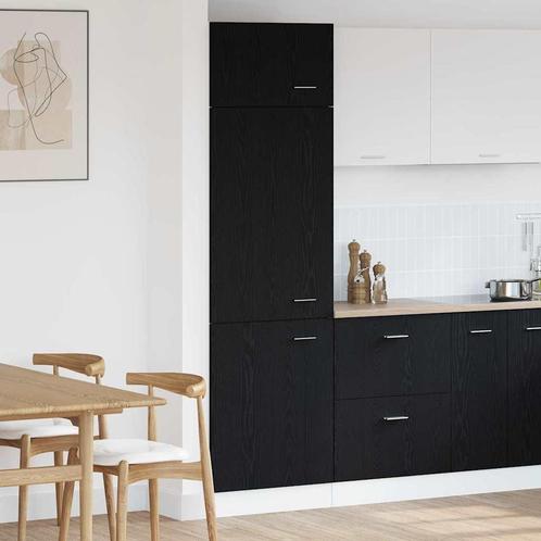 vidaXL Koelkast kast Zwart eiken 60 x 57 x 207 cm Bewerkt, Huis en Inrichting, Keuken | Keukenelementen, Zwart, Nieuw, Verzenden