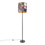 Romantische vloerlamp zwart met bloemen kap 40 cm - Simplo, Huis en Inrichting, Lampen | Vloerlampen, Nieuw, Overige materialen