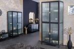 Moderne vitrinekast AMSTERDAM 180 cm zwart goud dammen, Huis en Inrichting, Kasten | Overige, Ophalen of Verzenden, Nieuw