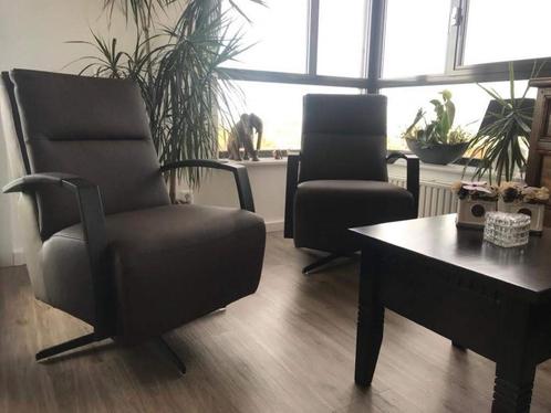 leren draaifauteuils met stervoet - bruin leer - Echt leer,, Huis en Inrichting, Fauteuils, 50 tot 75 cm, 75 tot 100 cm, Nieuw