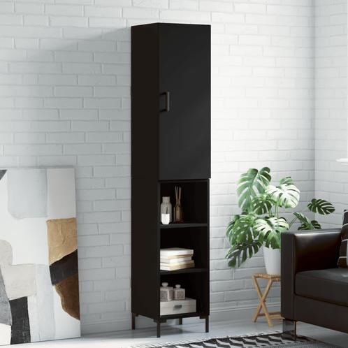 vidaXL buffetkast 34,5x34x180 cm bewerkt hout zwart, Huis en Inrichting, Kasten | Buffetkasten, 25 tot 50 cm, Nieuw, Overige houtsoorten