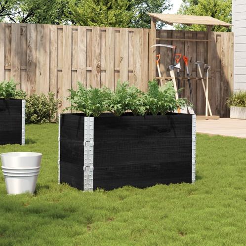 vidaXL Plantenbak 100x50 cm massief grenenhout zwart, Tuin en Terras, Bloembakken en Plantenbakken, Nieuw, Hout, Verzenden