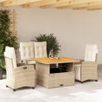 vidaXL 4-delige Tuinset met kussens poly rattan beige, 4 zitplaatsen, Nieuw, Tuinset, Verzenden