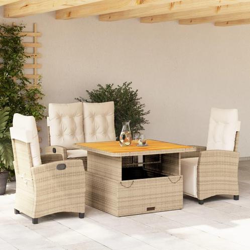 vidaXL 4-delige Tuinset met kussens poly rattan beige, Tuin en Terras, Tuinsets en Loungesets, Tuinset, Nieuw, 4 zitplaatsen, Rotan