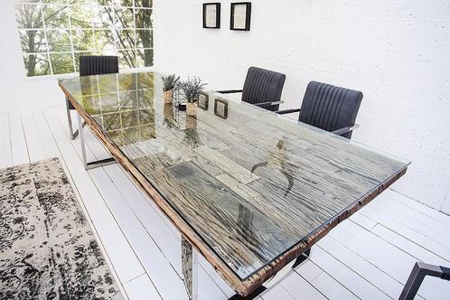 Eettafel Barracuda X 180cm natuurel & Glasplaat / 39698 &, Huis en Inrichting, Tafels | Eettafels, Ophalen of Verzenden