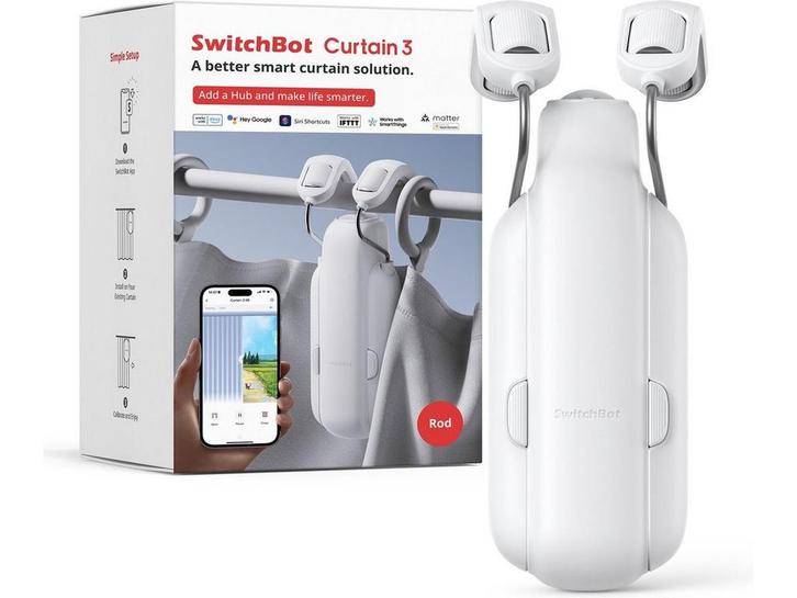SwitchBot Curtain 3 - Roede gordijnrobot - QuietDrift™-modus, Huis en Inrichting, Woonaccessoires | Overige, Zo goed als nieuw