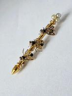 Broche - 18 karaat Geel goud Diamant (Natuurlijk) - Parel -