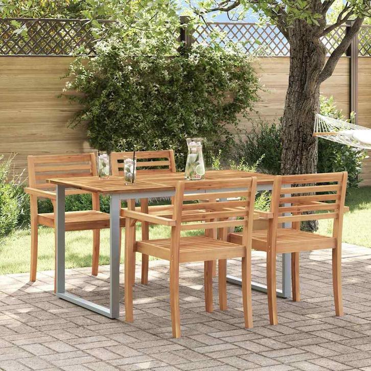 vidaXL Tuin Eettafel Grijs 140 x 80 x 75 cm, Tuin en Terras, Tuintafels, Nieuw, Metaal, Verzenden