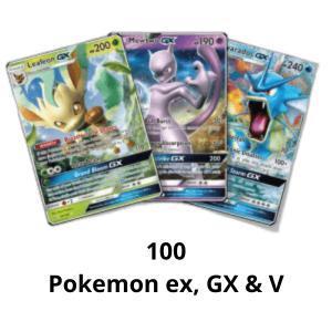 100 Random Pokémon EX, GX & V Kaarten beschikbaar voor biedingen