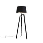 Vloerlamp tripod met katoenen kap zwart met goud 50 cm -, Huis en Inrichting, Lampen | Vloerlampen, Nieuw, Overige materialen