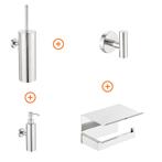 Toilet accessoires set chroom design met zeepdispenser, Verzenden, Nieuw