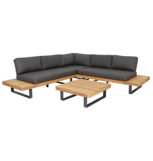 Manhattan hoek loungeset 3 delig aluminium teak, Tuin en Terras, Tuinsets en Loungesets, Nieuw, Ophalen of Verzenden