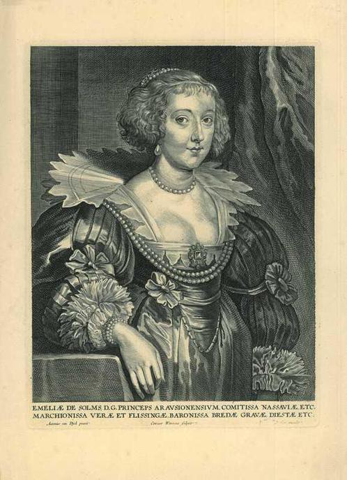 Portrait of Amalia of Solms-Braunfels, Antiek en Kunst, Kunst | Etsen en Gravures