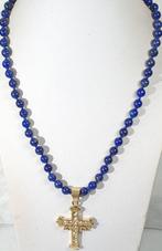 Natuurlijk lapis lazuli uit Afghanistan en cirkoni kruisen -
