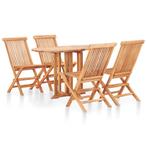 vidaXL 5-delige Tuinset inklapbaar massief teakhout, 5 zitplaatsen, Verzenden, Nieuw, Tuinset