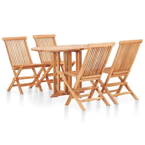 vidaXL 5-delige Tuinset inklapbaar massief teakhout, Tuin en Terras, Tuinsets en Loungesets, Tuinset, Nieuw, 5 zitplaatsen, Hout